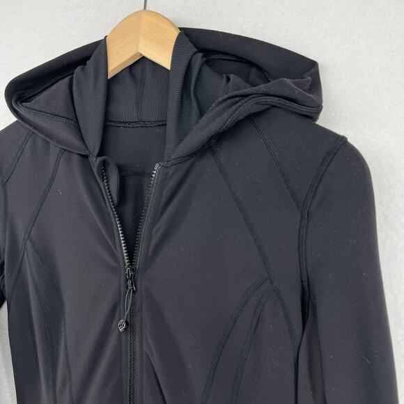 LULULEMON Jacket Womens 6 Daily Practice Midlayer Hooded Yoga Full Zip Black - Picture 4 of 13
